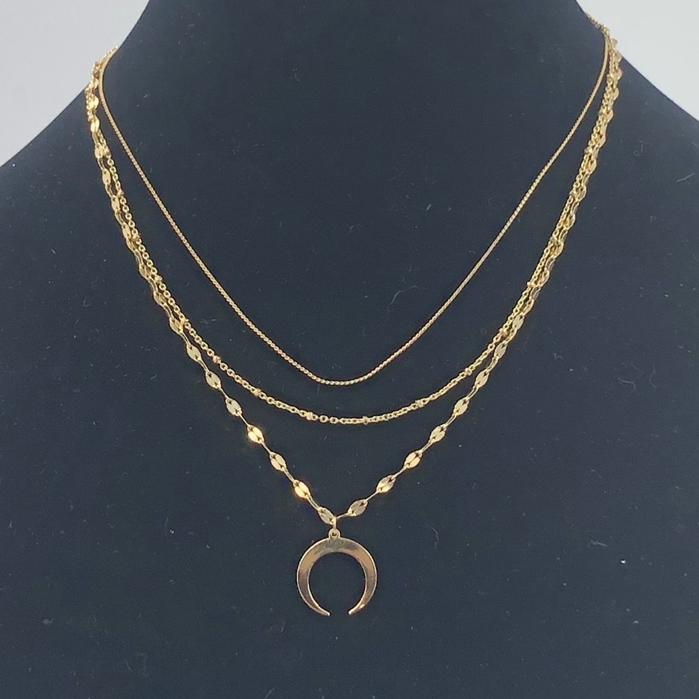 Necklace autumn half moon boho layered gold Tone - Picture 8 of 9